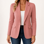 Nadine | Womens Long Sleeve Cardigan Blazer Knit Casual Jumper, Rose