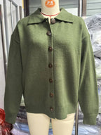 Nancy | Womens Button Knit Sweater Cardigan, Army Green