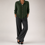 Nancy | Womens Button Knitted Jumper Cardigan, Army Green