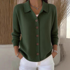 Nancy | Womens Button Knit Sweater Cardigan, Army Green
