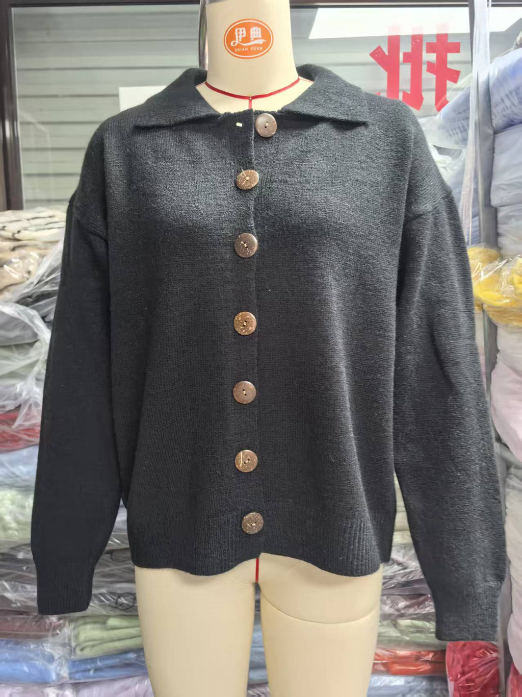 Nancy | Womens Button Knit Sweater Cardigan, Black