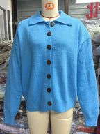 Nancy | Womens Button Knit Sweater Cardigan, Blue