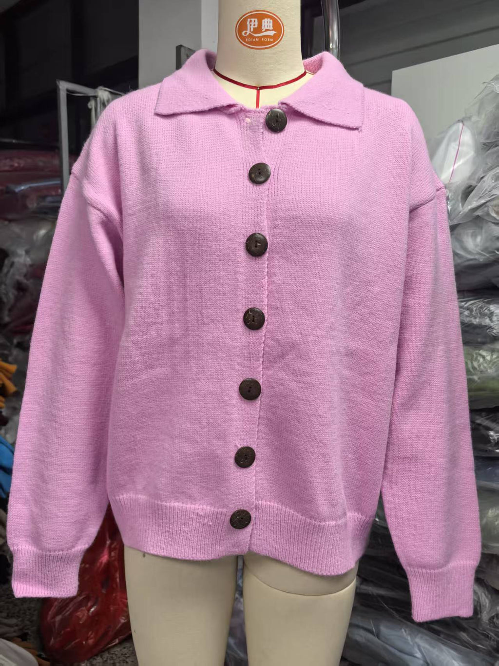 Nancy | Womens Button Knit Sweater Cardigan, Pink