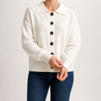 Nancy | Womens Button Knitted Jumper Cardigan, White