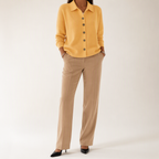 Nancy | Womens Button Knitted Jumper Cardigan, Yellow