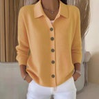 Nancy | Womens Button Knit Sweater Cardigan, Yellow