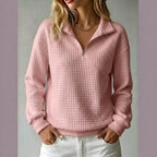 Nanette | Womens Quarter Zip Sweater Waffle Knit Longline Pullover Sweatshirt