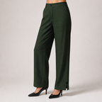 Naomi | Womens Cotton Linen Elastic Waist Pull On Cropped Pants, Olive Green