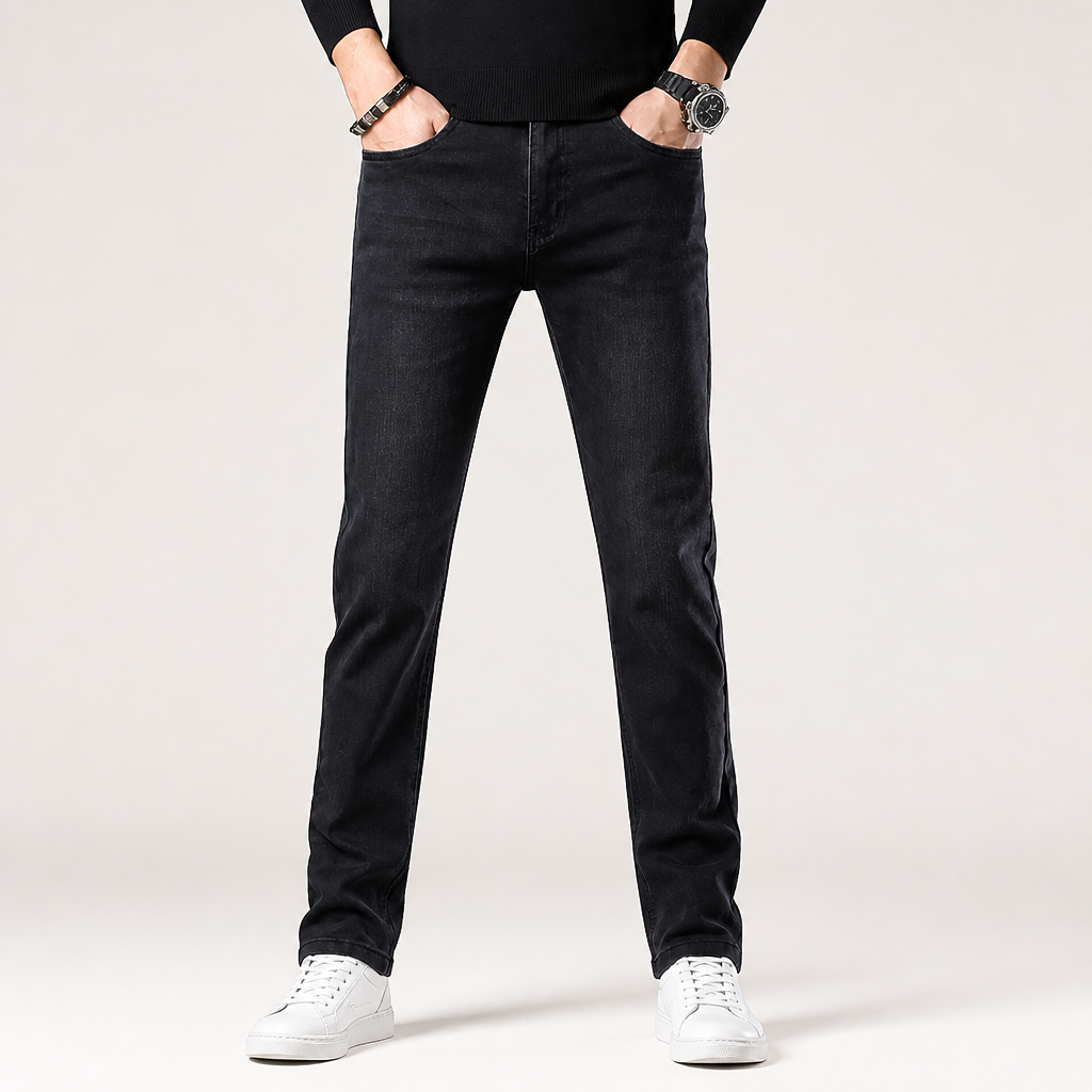 Nash | Mens Baggy Jeans Straight Leg Loose Fit Stretch Casual Denim, Black