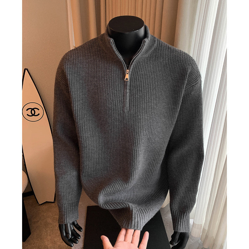 Nate | Mens Half Zip Sweater Knit Wool Long Sleeve Pullover