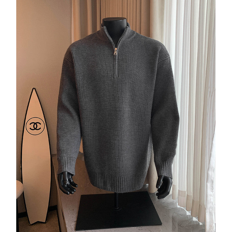 Nate | Mens Half Zip Sweater Knit Wool Long Sleeve Pullover