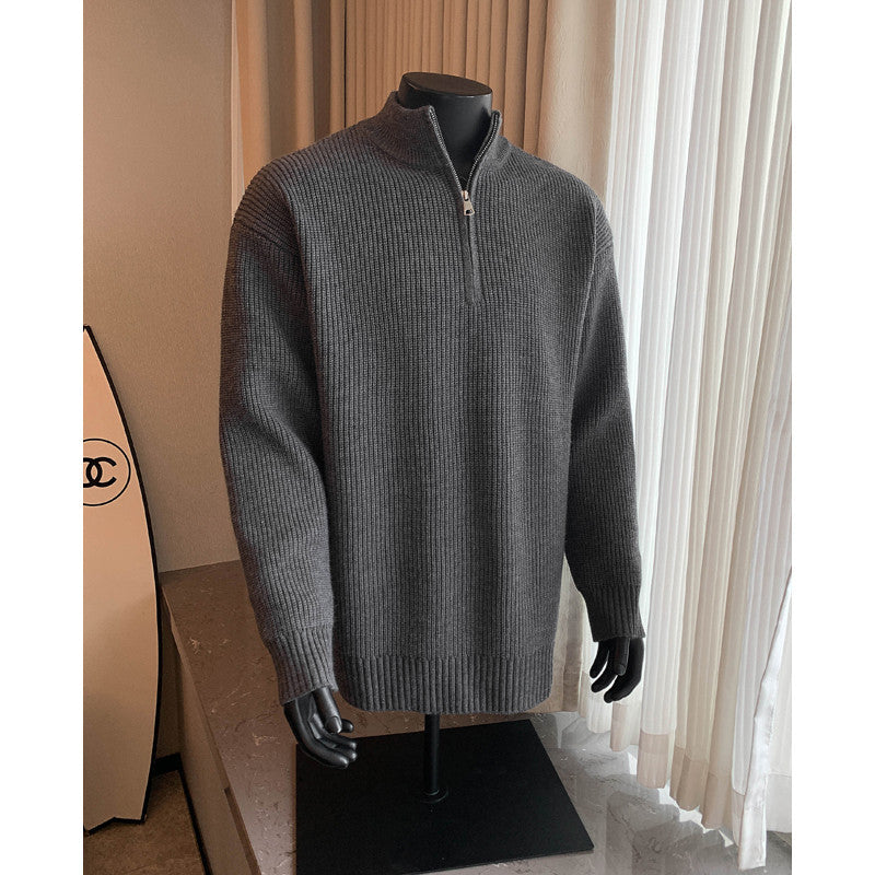 Nate | Mens Half Zip Sweater Knit Wool Long Sleeve Pullover