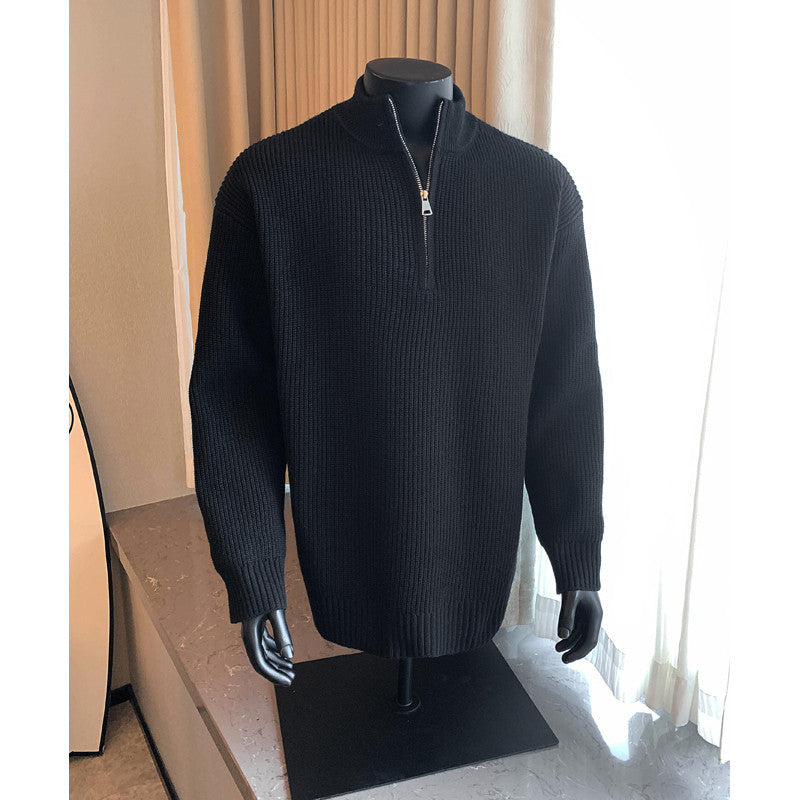 Nate | Mens Half Zip Sweater Knit Wool Long Sleeve Pullover