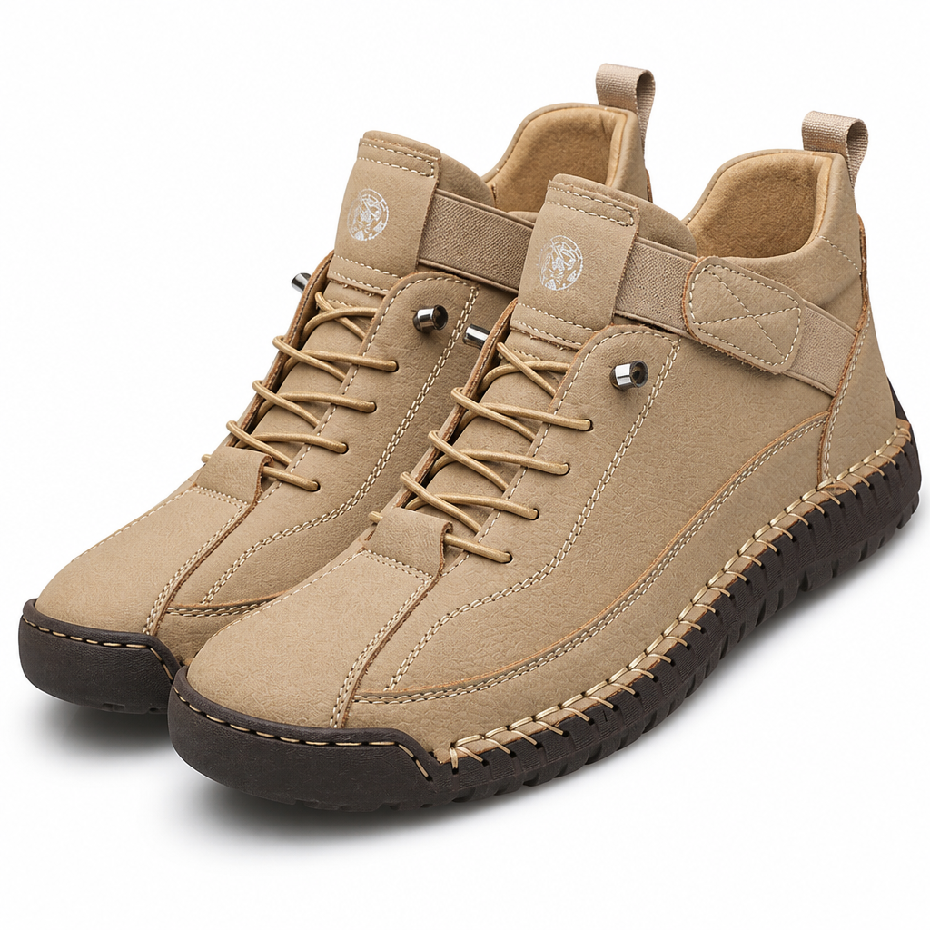 Nathan | Mens Leather Casual Work Mid Top Stitched Boots