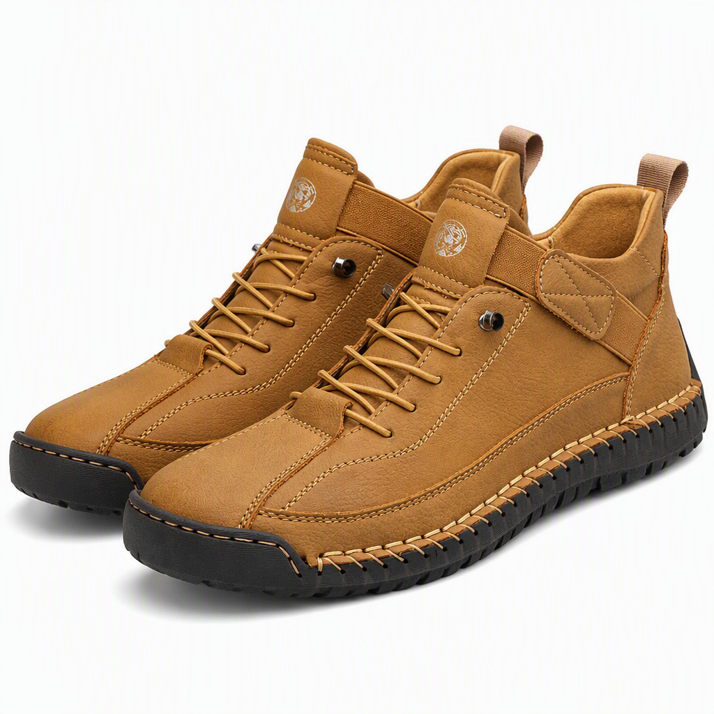 Nathan | Mens Leather Casual Work Mid Top Stitched Boots