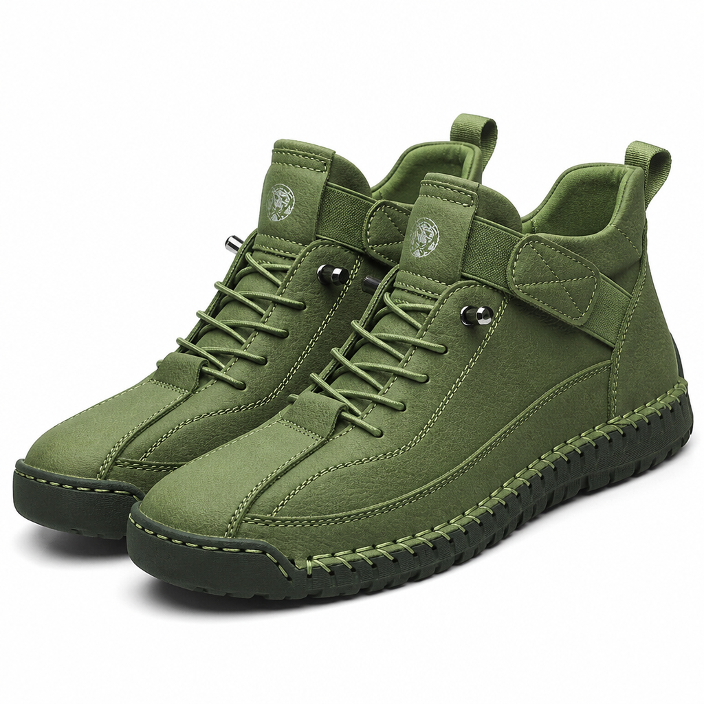 Nathan | Mens Leather Casual Work Mid Top Stitched Boots