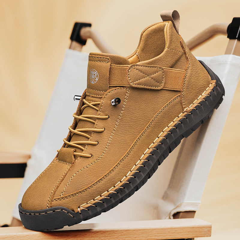 Nathan | Mens Leather Casual Work Mid Top Stitched Boots