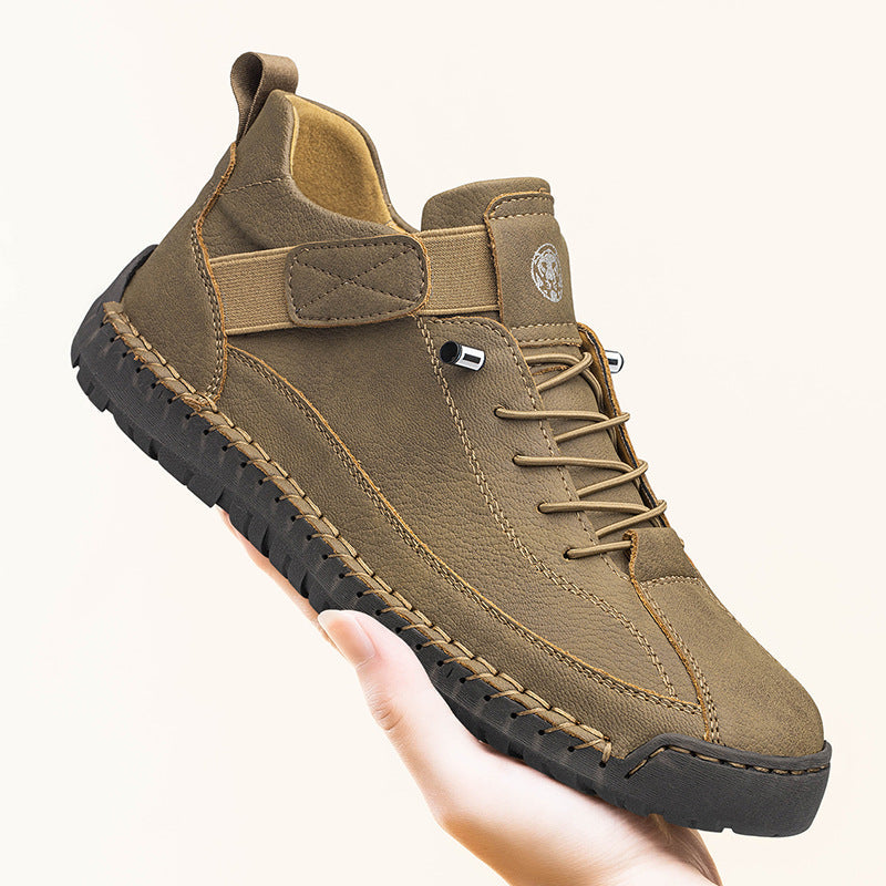 Nathan | Mens Leather Casual Work Mid Top Stitched Boots