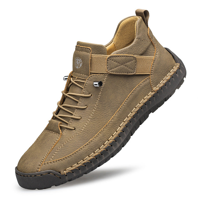Nathan | Mens Leather Casual Work Mid Top Stitched Boots