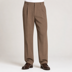 Nathaniel | Mens Wide Leg Straight Loose Casual Summer Trousers, Brown