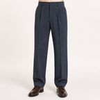Nathaniel | Mens Wide Leg Straight Loose Casual Summer Trousers, Dark Grey