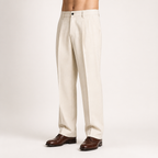 Nathaniel | Mens Wide Leg Straight Loose Casual Summer Trousers, Khaki