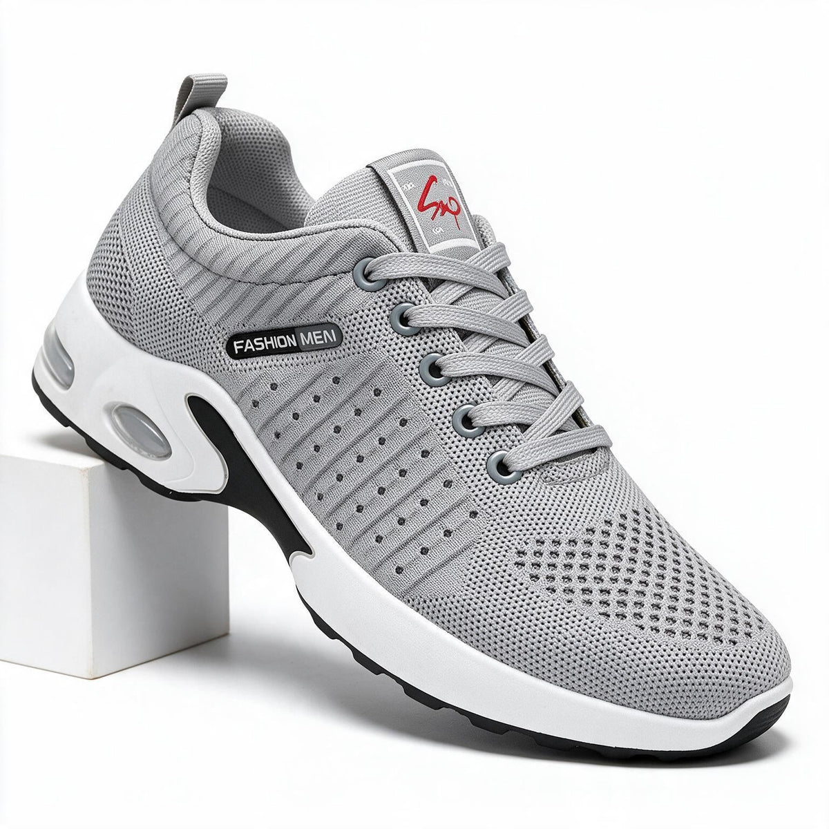 Neal | Mens Knit Cushioned Lightweight Lace Up Running Shoes Sneakers