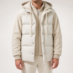 Neil | Mens Puffer Coat Hooded Quilted Padded Warm Winter Jacket, Apricot