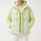 Neil | Mens Puffer Coat Hooded Quilted Padded Warm Winter Jacket, Light Green
