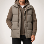 Neil | Mens Puffer Coat Hooded Quilted Padded Warm Winter Jacket, Brown