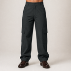 Nero | Mens Cargo Trousers Work Multi Pocket Straight Leg Trousers, Graphite