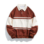 Nicholas | Mens Striped Double Zip Sweatshirt Pique Turn Down Collar Jacket