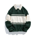 Nicholas | Mens Striped Double Zip Sweatshirt Pique Turn Down Collar Jacket