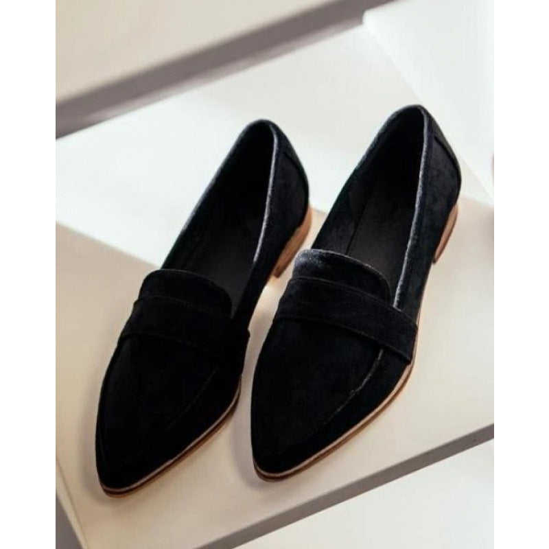 Nicole | Womens Pointed Toe Chunky Heel Suede Pumps Court Shoes