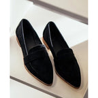 Nicole | Womens Pointed Toe Chunky Heel Suede Pumps Court Shoes