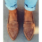Nicole | Womens Pointed Toe Chunky Heel Suede Pumps Court Shoes