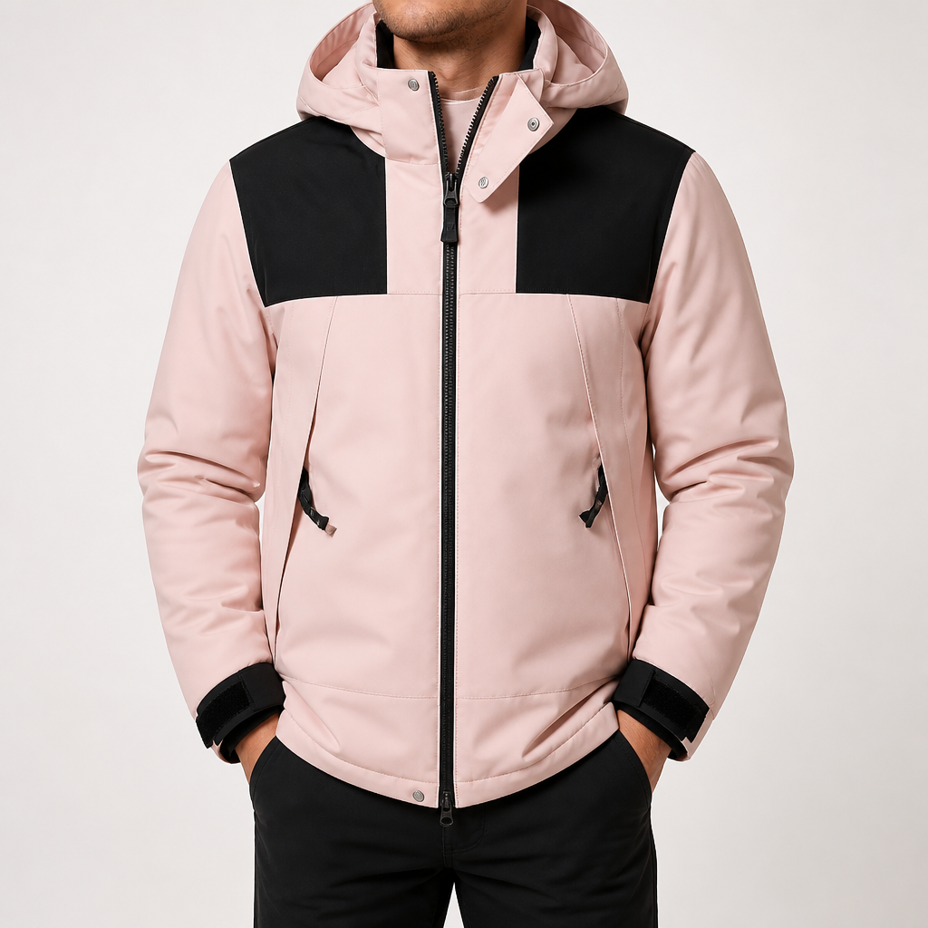 Noah | Mens Waterproof Puffer Coat Windproof Padded Winter Windbreaker Jacket, Pink