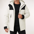 Noah | Mens Waterproof Puffer Coat Windproof Padded Winter Windbreaker Jacket, Ivory