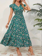 Noreen | Womens Floral Wedding Guest V Neck A Line Maxi Summer Dress