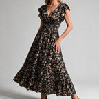 Noreen | Womens Floral Wedding Guest V Neck A Line Maxi Summer Dress