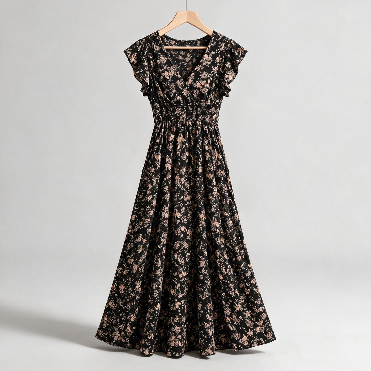 Noreen | Womens Floral Wedding Guest V Neck A Line Maxi Summer Dress
