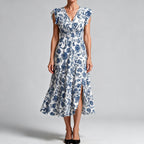 Noreen | Womens Floral Wedding Guest V Neck A Line Maxi Summer Dress