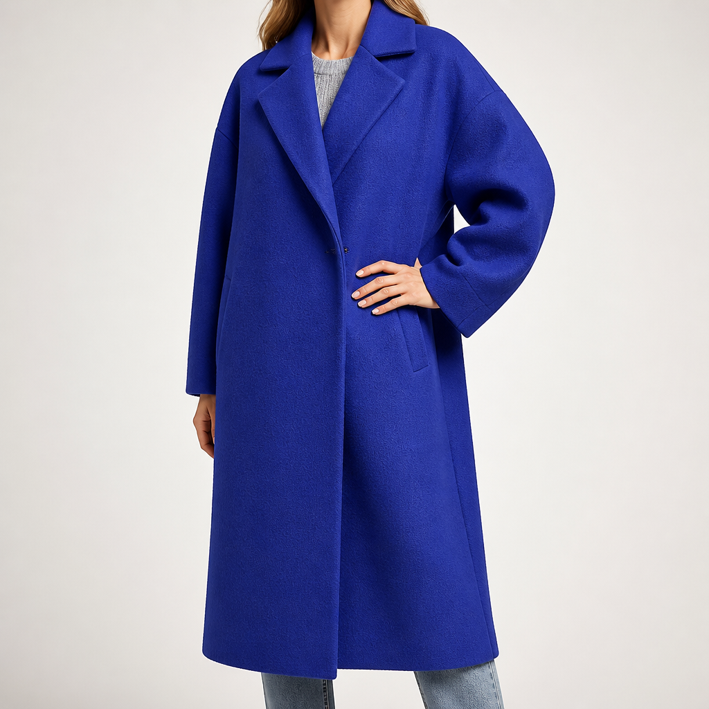 Oakley | Womens Longline Wool Blend Winter Long Coat, Blue