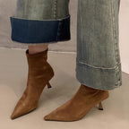 Odalys | Womens Pointed Toe Kitten Heel Suede Ankle Boots - 2