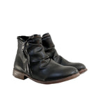 Odette | Womens Block Heel Zip Ankle Boots Combat Platform Booties - Black