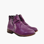 Odette | Womens Block Heel Zip Ankle Boots Combat Platform Booties - Purple