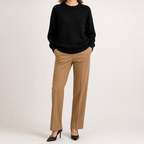 Odette | Womens Loose Round Neck Knitted Jumper Pullover Sweater, Black