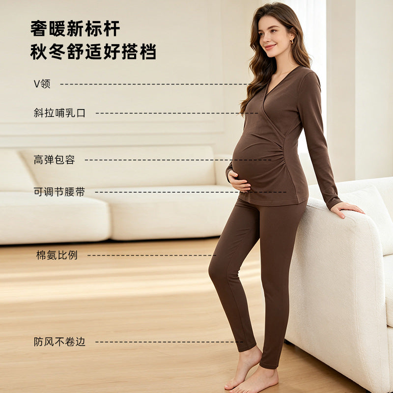 Odette | Womens Maternity Nursing Cotton Long Sleeve Loungewear Set - 1