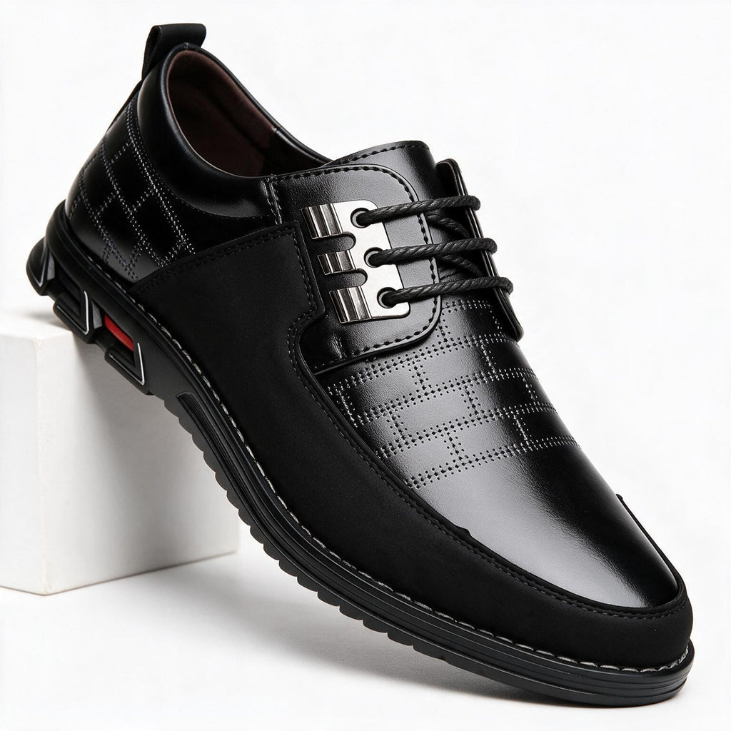 Oliver | Mens Breathable Leather Lace Up Casual Shoes Non Slip Sole
