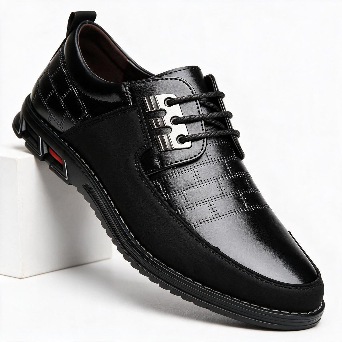 Oliver | Mens Breathable Leather Lace Up Casual Shoes Non Slip Sole